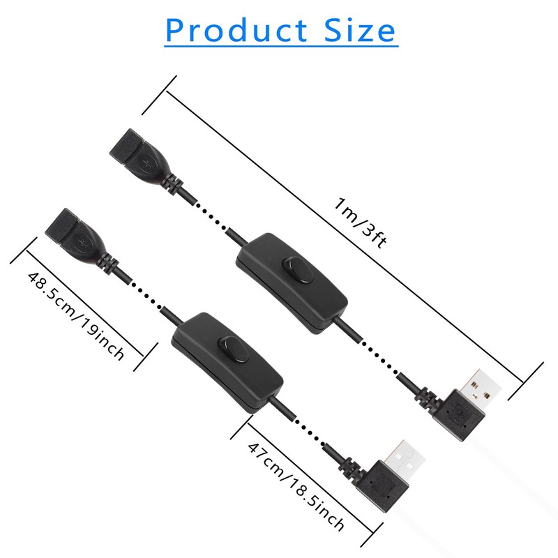 PNGKNYOCN USB Cable with On/Off Switch,2 Pack 3FT 90 Degree Left & Right Angl... gallery