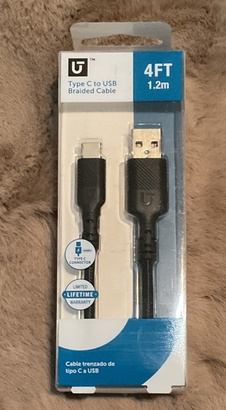 Utilitech type C to USB braided cable 4 feet 1.2 M