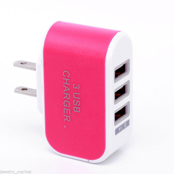 Triple USB Charging Charger w/ Cable For Samsung other cell mobile phone gallery