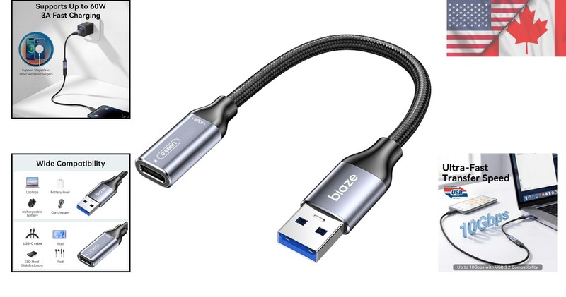 High-Speed USB A to C Adapter - 10Gbps Data Sync & Multi-Device Compatibility gallery