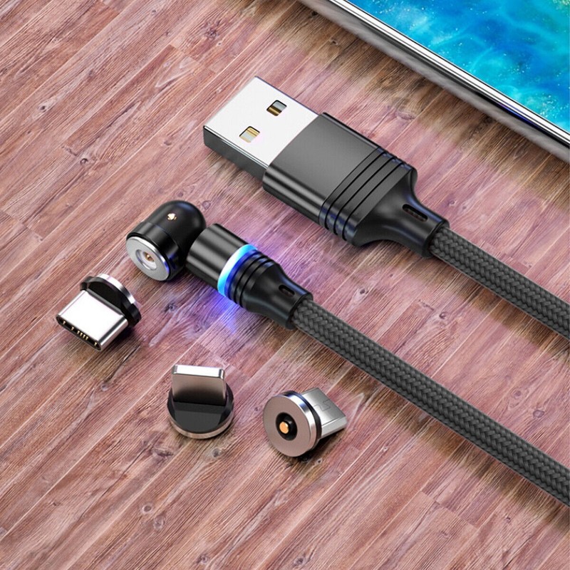 180°+360° Rotate Magnetic Charger Cable Phone Fast Charging Type C Micro USB IOS