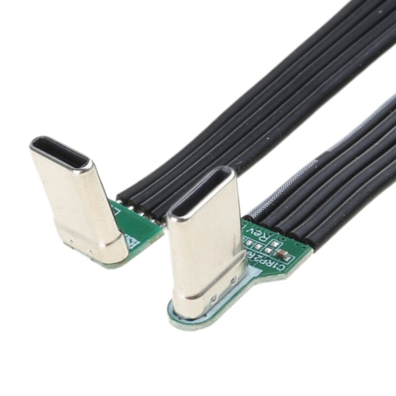 Flexible Flat Silicone USB C to C Cable Angled Cord for Camera and Smartphones