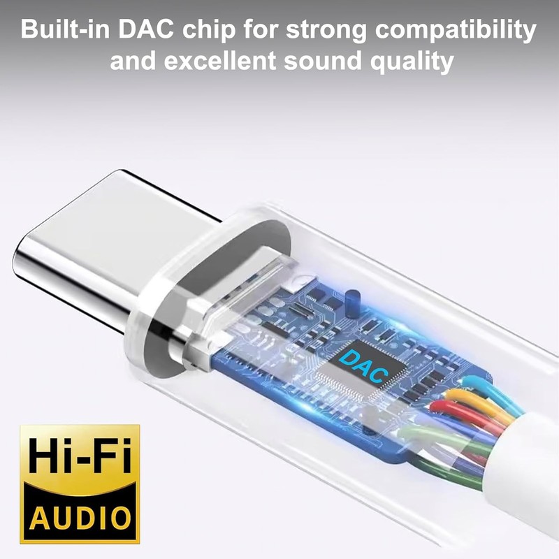 2 Pack USB C to 3.5mm Headphone Jack Adapter, Hi-Fi DAC Audio Converter with Mic gallery