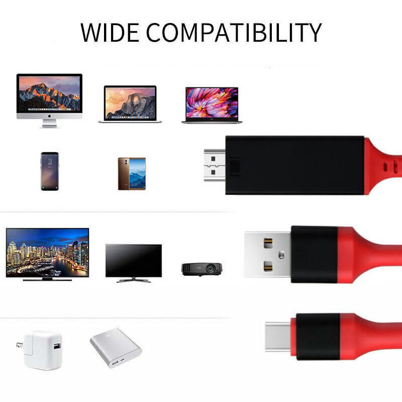 MHL USB-C Type C to HDMI USB A HD TV Cable Adapter For Android Phones Tablet RED gallery
