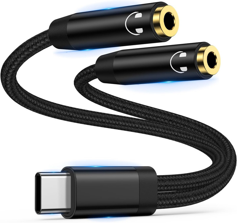 USB C to Dual 3.5Mm Female Headphone Splitter, Type C to Dual 3.5Mm Female