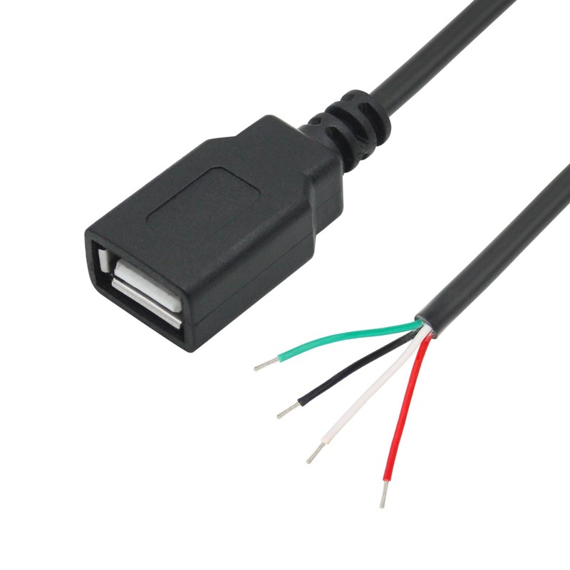 Short USB A Female Plug To 4 Pin Bare Wire Pigtail Power Cable 11 Inch gallery
