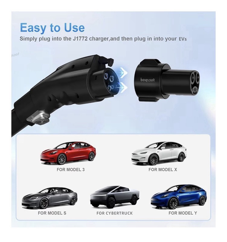 FOCSPROD J1772 to Tesla Charger Adapter, Max 80A 250V Fast Charging J1772 to ... gallery