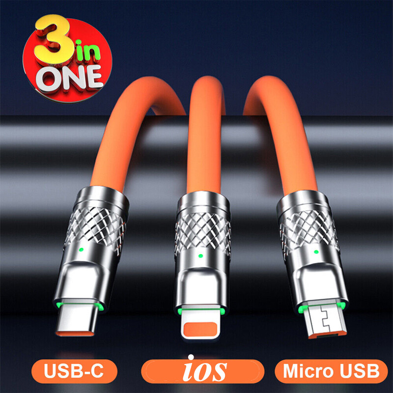 3 in 1 Fast Charging Cable Cell Phone Charger Cord For iPhone Type C Micro LOT gallery