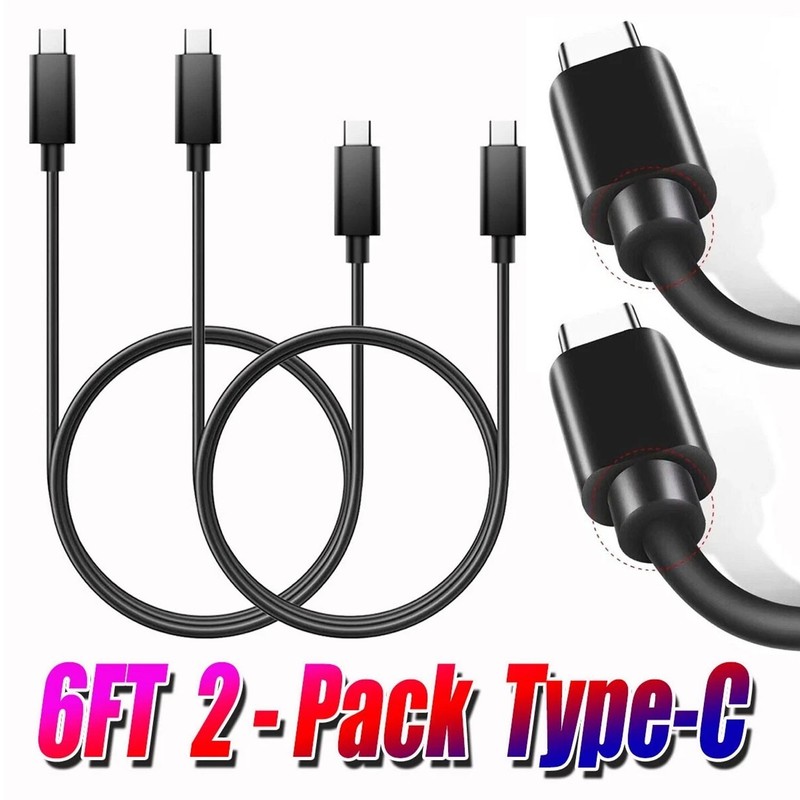 2x 6ft USB-C to USB-C Cable Type-C Fast Charger For Motorola Moto G 5G 2025 2026