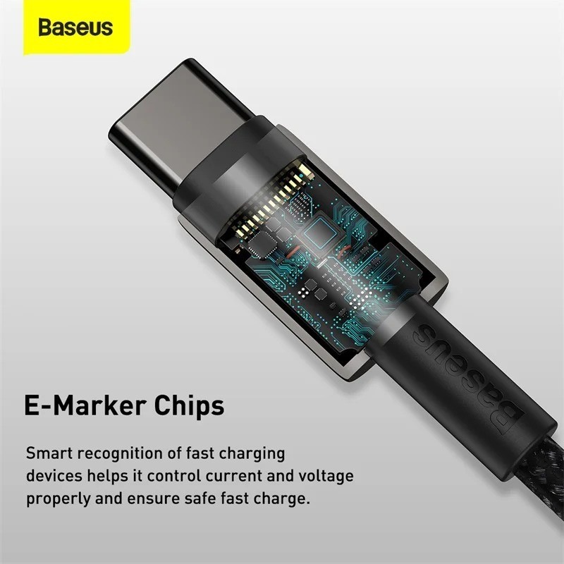 Baseus USB-C to USB-C Cable 100W PD Fast Charging QC4.0 Data Cord Braided Black gallery