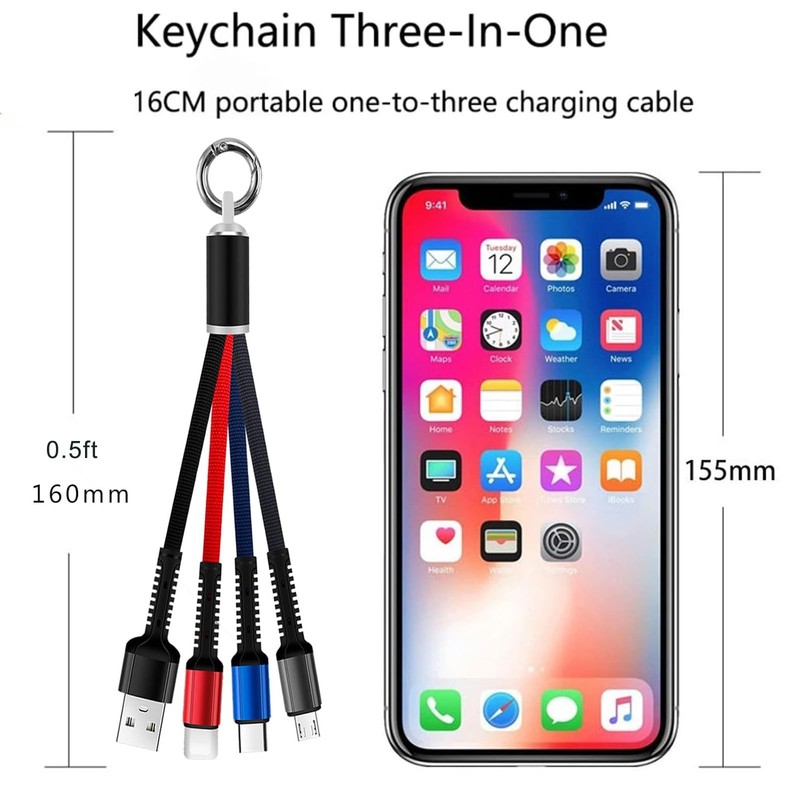 USB Charging Cable Set Multifunction 3 Pack 3 in 1 Nylon Braided Fast Charger gallery