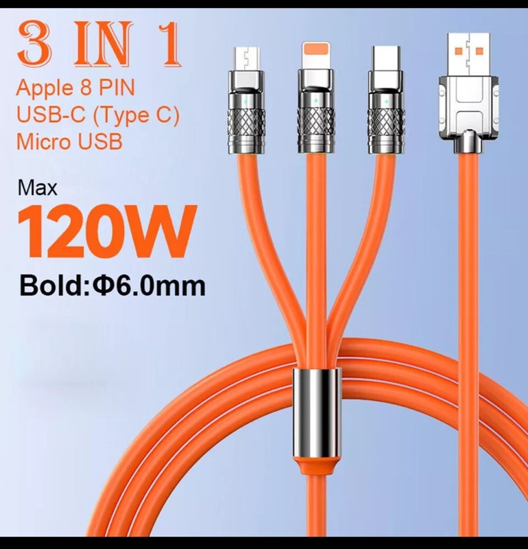 3 in 1 Fast Charging Cable Cell Phone Charger Cord For iPhone Type C Micro USB