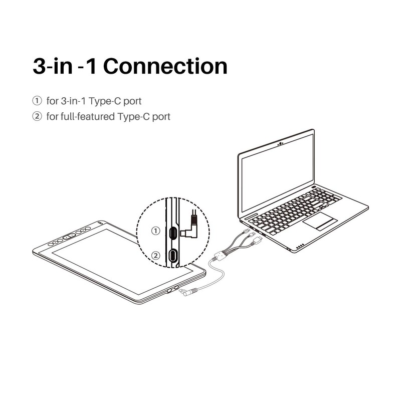 CB05A 3-in-1 Cable, with Kamvas 12/13/16 (2021), Not with Kamvas 12/13/16, 13... gallery
