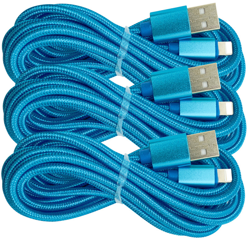 3PACK Lot 10Ft USB Charger Charging Cable For iPhone 14 13 12 11 8 7 6 5 XR Cord