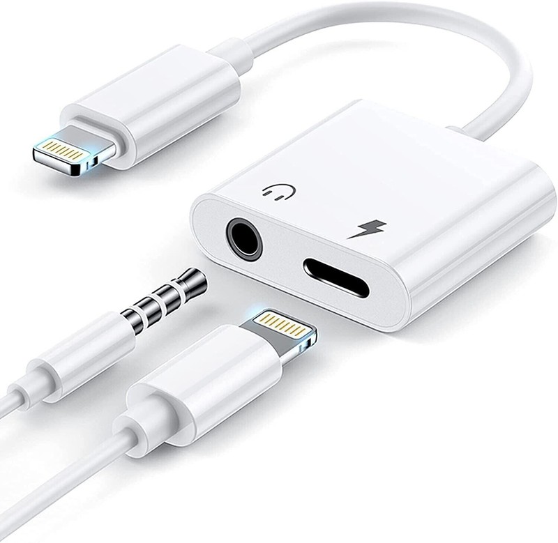 2PCS 2 in 1 Dual Adapter 3.5mm Headphone & Charger For iPhone 8 and up