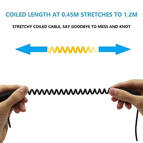 Coiled USB Cable Micro USB Right Angle 90 Degree 480 Mbps Data Sync Charging gallery