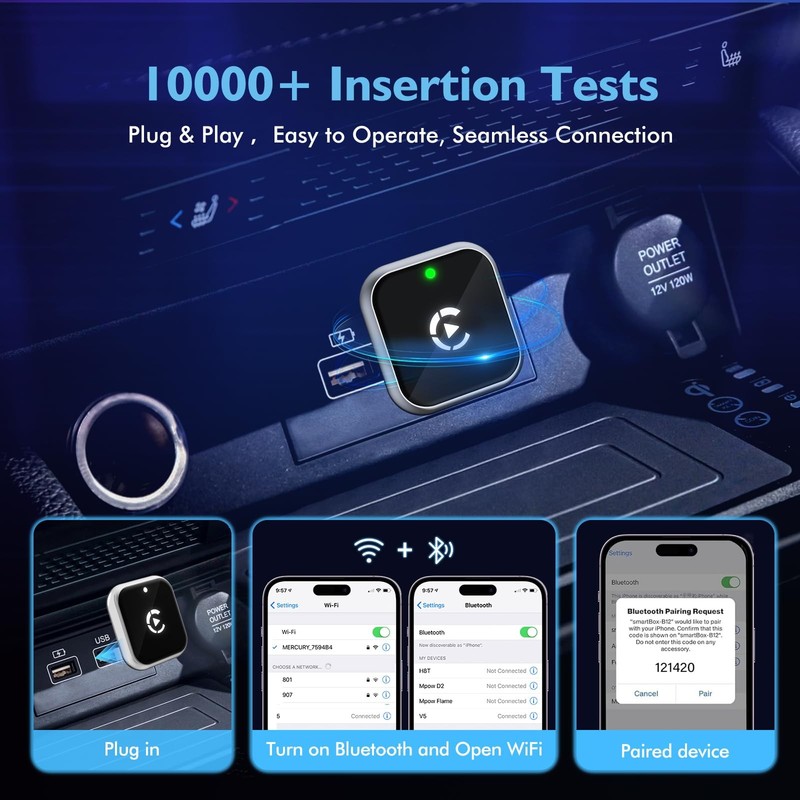 Mini L-Type & Ultra-Thin Wireless CarPlay Adapter, 2026 Upgraded Bluetooth Ad... gallery