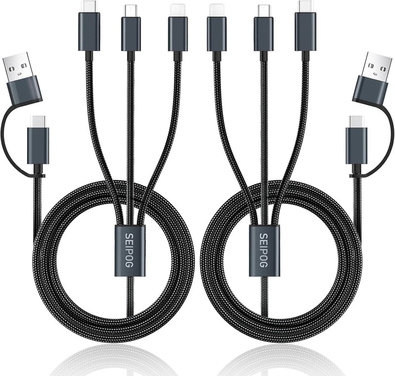 Multi Charging Cable 5 in 1, 2PCS 4FT USB C/A Multi Charger Cable to Type-C/Micr