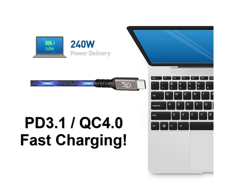 USB4.0 Type-C Elbow Plug Cable 40Gbps 8K Thunderbolt 4 240W for APPLE Macbook AU gallery