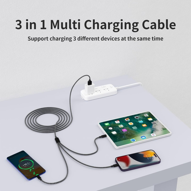 Multi Charging Cable,(2Pack 4FT) 3 in 1 Cable gallery