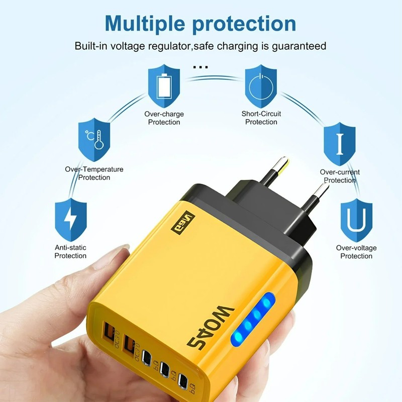 240W GaN USB-C 5-in-1 Fast Charger For iPhone Samsung Xiaomi EU/US Plug gallery