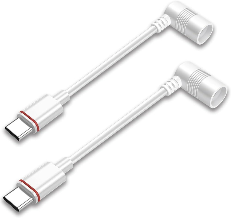 2 Pack Barrel Plug to USB C Adapter Cable Compatible with Ring Solar Panel