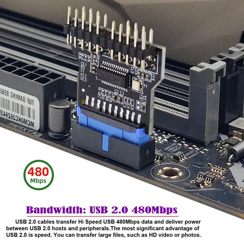 Motherboard 19pin USB 3.0 Header 1 to 2 USB2.0 9Pin Female Extension HUB Conn... gallery