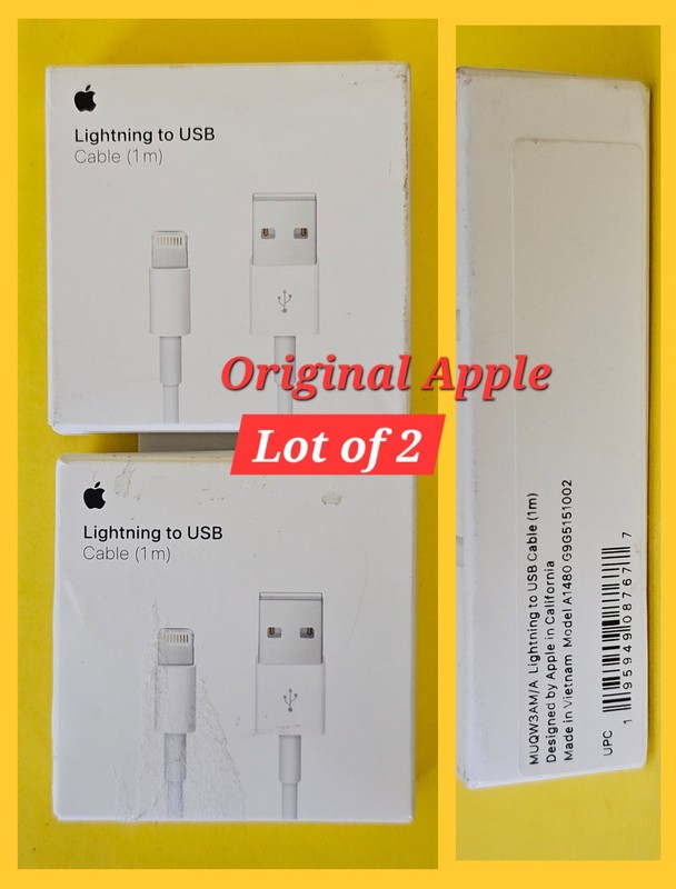 Original Apple Lightning to USB 1m Cable MUQW3AM/A Lot Of 2