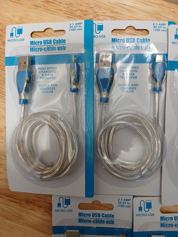 Micro USB Cable Glow In the Dark Color Changing Set Of 5 Red Blue Green gallery