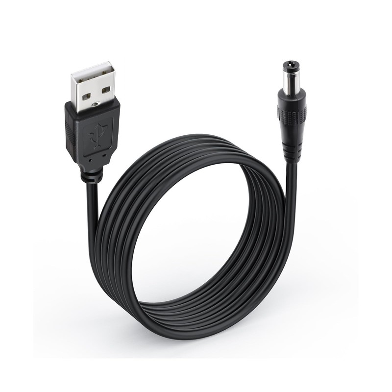 USB to DC 5521 Power Cord 5ft, USB A Male to DC 5.5x2.1mm Male Power Cable Al...