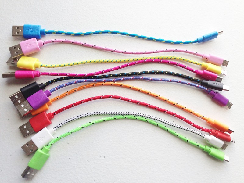 50 Lot ROUND BRAIDED 8" 20cm charge cables FOR galaxy s6 s7 MICRO USB data sync