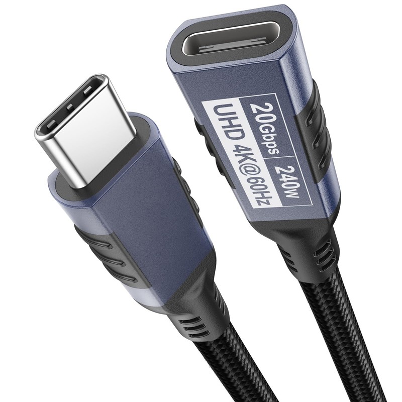 USB C Extension Cable 3Ft USBC Extender 20Gbps Data Transfer/240W Charge/4K
