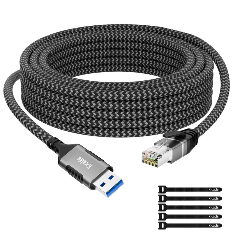 USB to Ethernet Cable 8 FT 3.0 A Male to RJ45 Male Cord Directly Connected Al