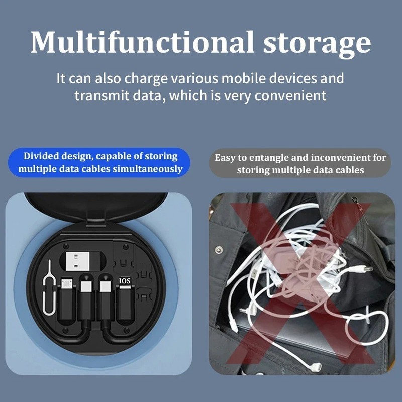 Multi USB Charging CableKit 60W USB-C to C, A to Micro/Type-C/8-Pin adapters Set gallery