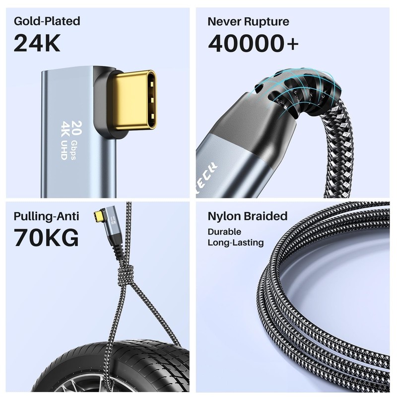 6 inch USB Cable 0.5FT, 20Gbps High Speed Data Transfer Short, Right Angle US... gallery