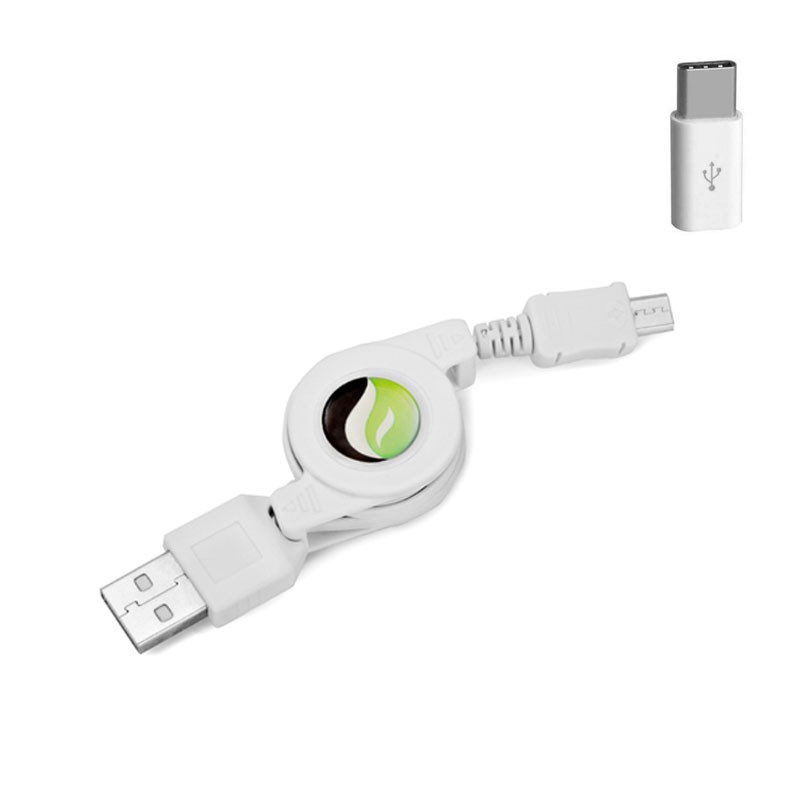 Retractable Cable with USB-C Adapter Power Wire Fast Charger for SmartPhones