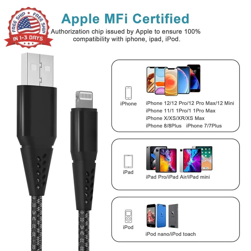 Long iPhone Charger Cord 20FT (6M) [Apple MFi Certified] Extra Long iPhone Cable gallery