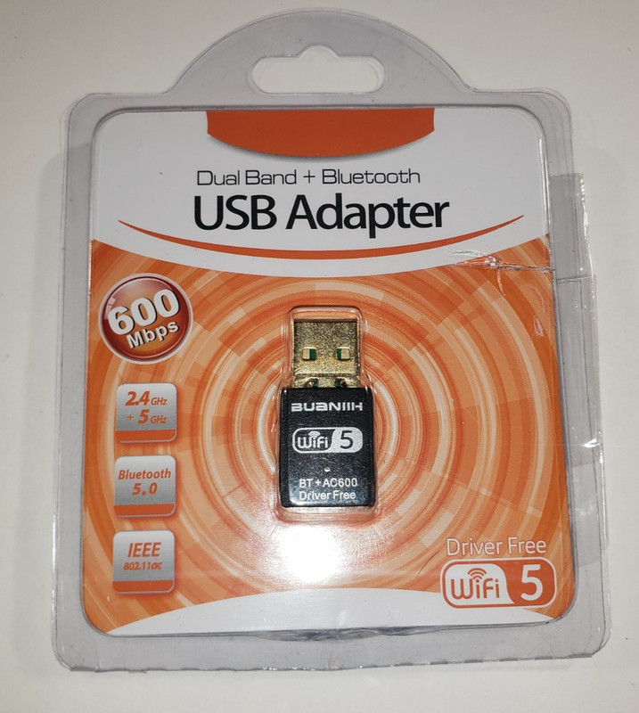 Generic Dual Band + Bluetooth USB Adapter AC600 600Mbps WiFi 5 Open Box gallery