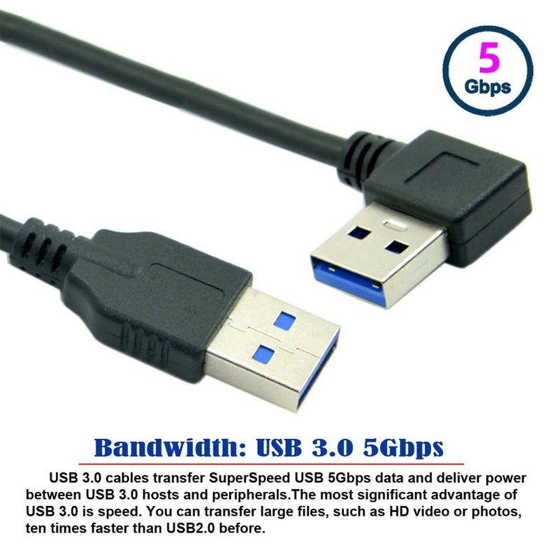 90 Degree Right Angled USB 3.0 Type A Male To Straight Male Data Cable 40cm gallery