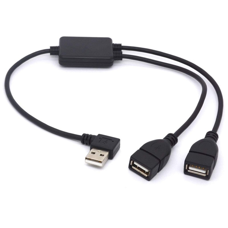 USB Splitter Cable Upgrade Chip Angled USB 2.0 A Male to Dual Female Data Syn…