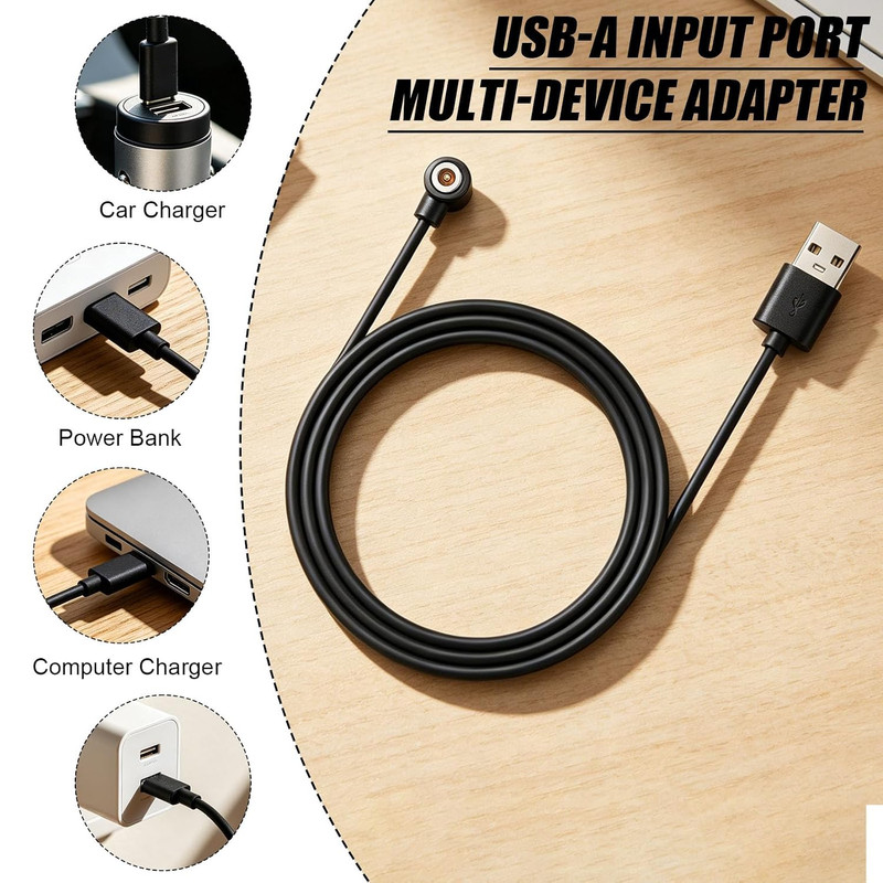 2Pcs Magnetic Smart Ring Charger Cable, 60Cm/2Ft Long 4Mm Magnetic Head USB-A Ch gallery