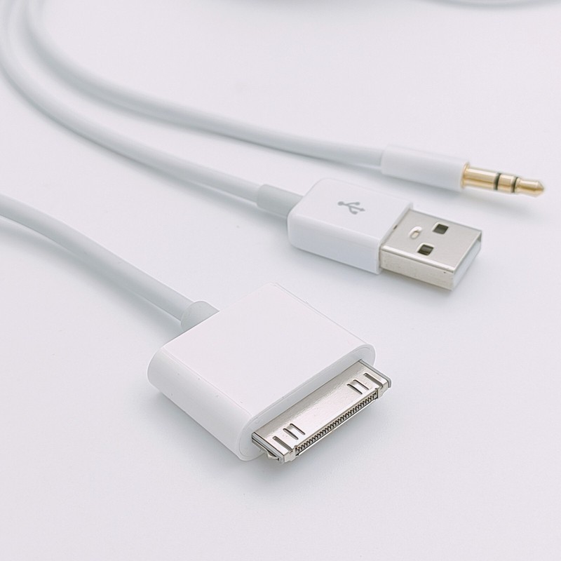 2PACK 30pin Dock To 3.5mm Car AUX Audio USB charger Cable For iPod iPhone 3G 4G gallery