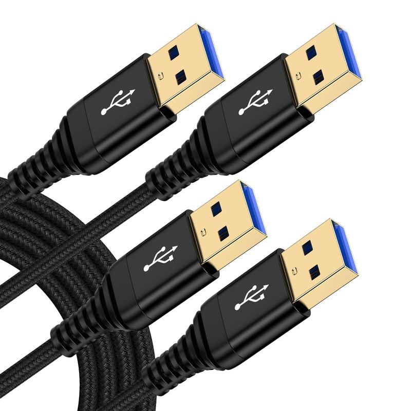 2 PCS USB to USB Cable 6 Foot USB A to A Male 2.0 Double Sided Data Cord