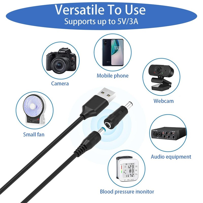 5V USB to DC Power Cable, Universal DC 5.5x2.1mm Plug Jack Charging Cable wit... gallery
