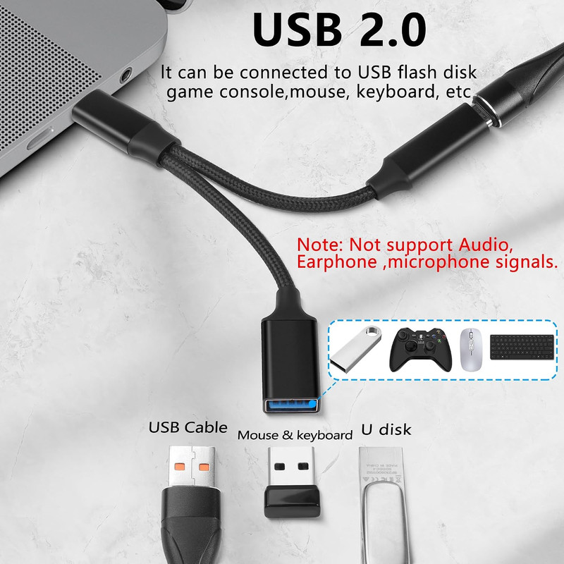 GELRHONR USB C OTG Charging Adapter, 2 in 1 Type-C Splitter with 10W Charging an gallery