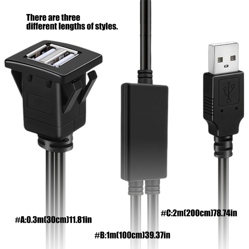 Square Clip On USB 2.0 Double Car Chargers Cable Waterproof For 2 Devices gallery