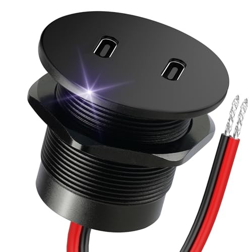 50W 12V USB Outlet Dual 25W USB-C Charger PD 3.0 Aluminum Fast Charging 1Pcs gallery