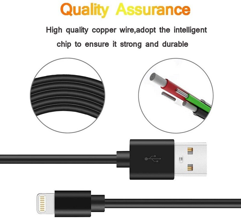 x4 8" 8in charge & Data Short USB Cable For iPhone 14 13 12 11 Pro Max X 8 7 6 gallery