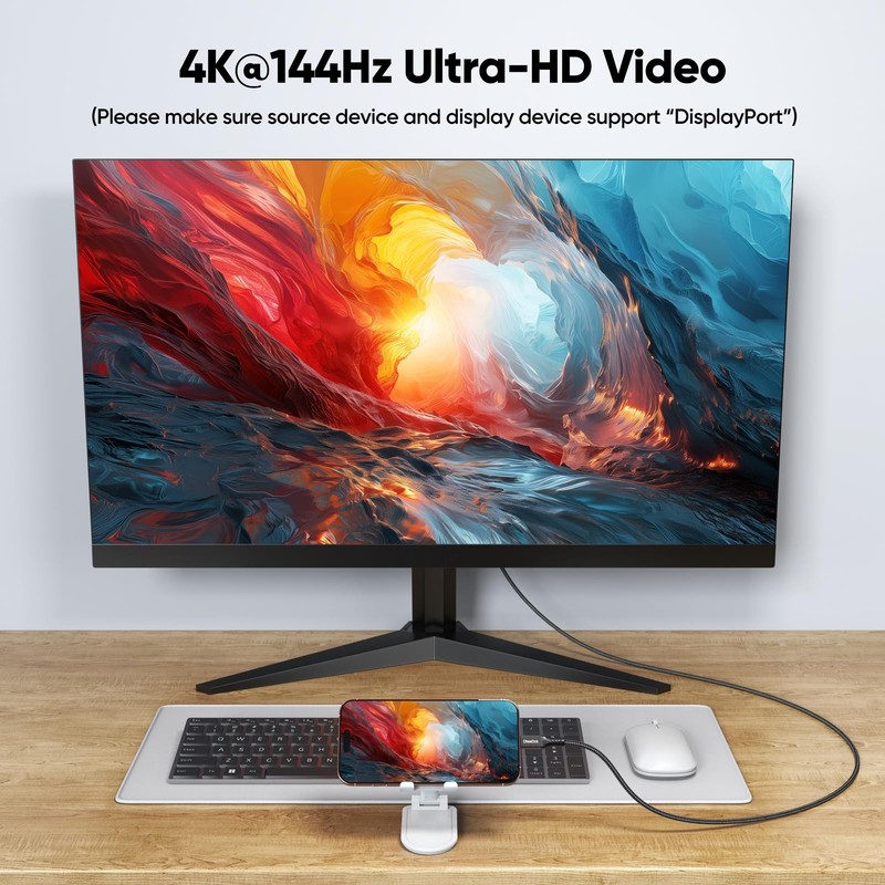 DteeDck USB C Monitor Cable 6Ft, 4K@144Hz Video Display/20Gbps Data Transfer/... gallery