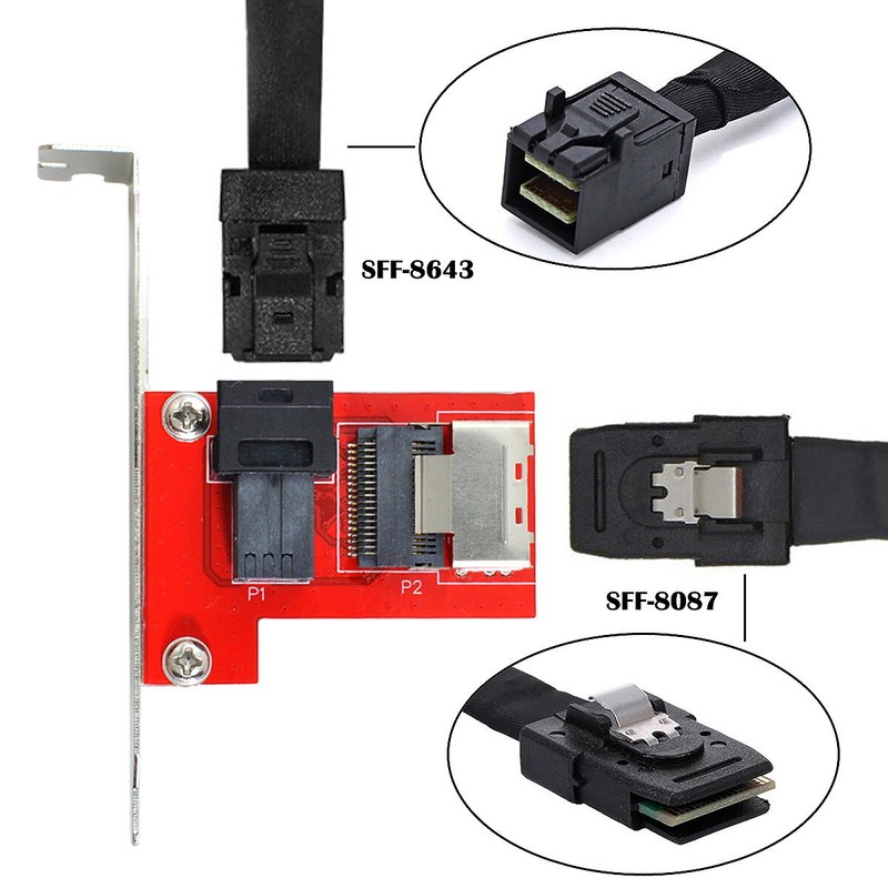 CABLECY SAS HD SFF-8643 PCBA Female Adapter PCI-Express 4.0 Mini SAS SFF-8087 gallery
